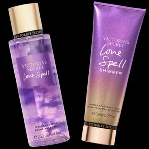 2 pcs Set ,Victoria Secret LOVE SPELL Fragrance Mist Spray & Body Lotion SHIMMER